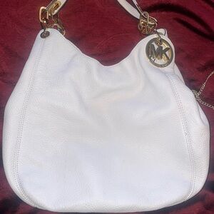 Michael Kors White Leather Shoulder Bag